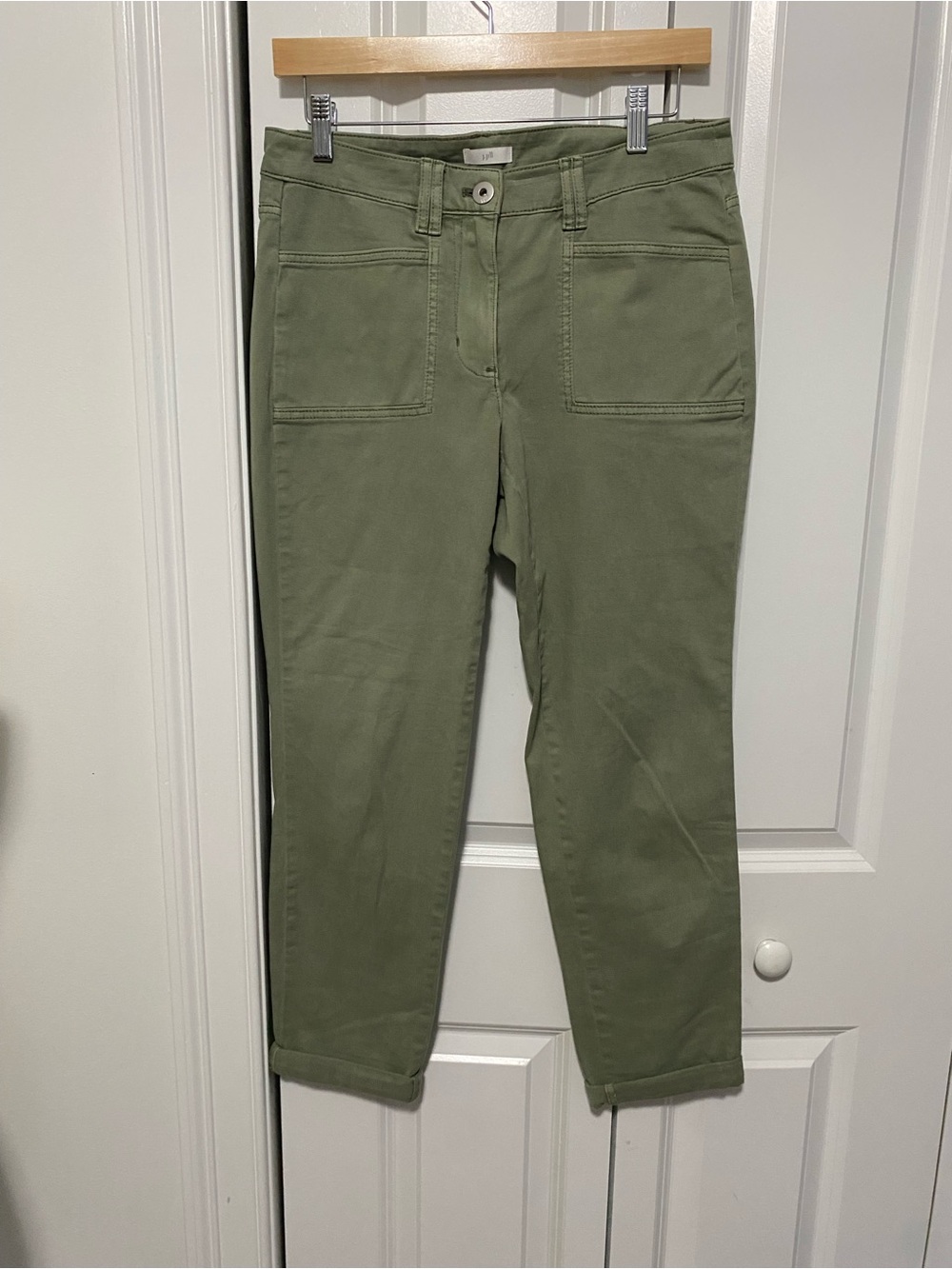 J. Jill Olive Green Patch Pocket Straight-Leg Jeans